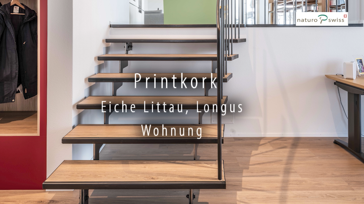 Reel – Referenzobjekt Printkork Longus, Eiche Littau